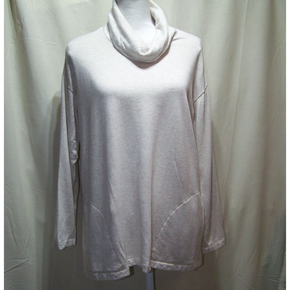 Pure Jill Tunic Top Cozy Athleisure Pullover Tan Medium Petite